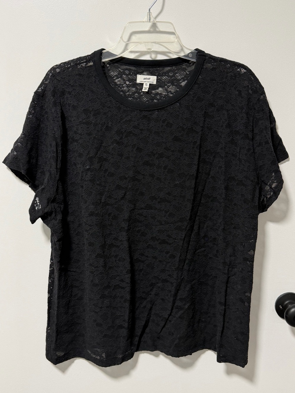 Aerie Black Floral Lace Top| Size XXL | T-Shirt